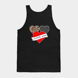 Women's Striped Plaid Printed Heart Valentine's Day Tank Top